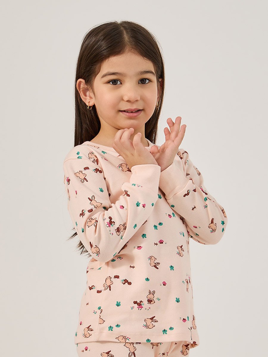 All-Over Print Round Neck T-Shirt and Pyjama Set