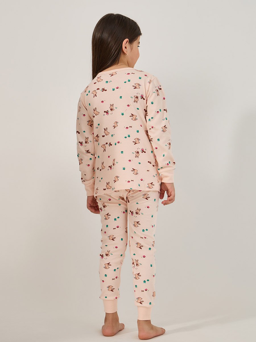 All-Over Print Round Neck T-Shirt and Pyjama Set