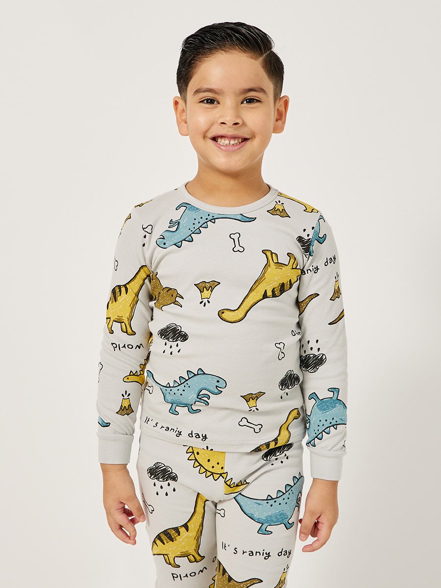 All-Over Print Round Neck T-Shirt and Pyjama Set