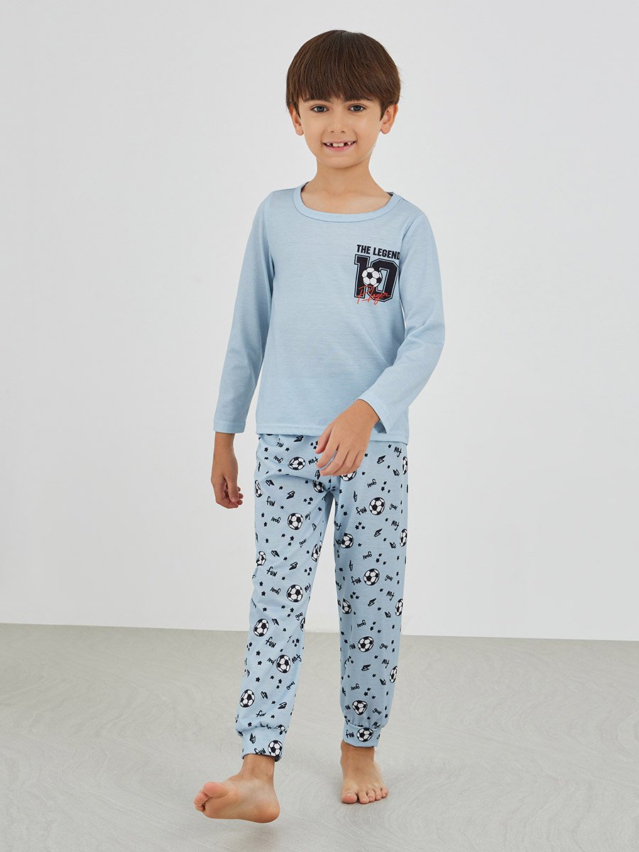 Boys Printed Long Sleeve T-Shirt and Jogger Pyjama Set