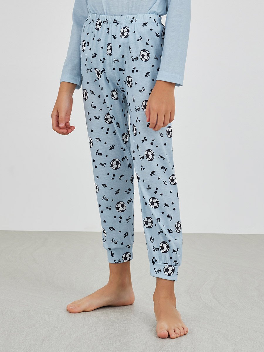 Boys Printed Long Sleeve T-Shirt and Jogger Pyjama Set