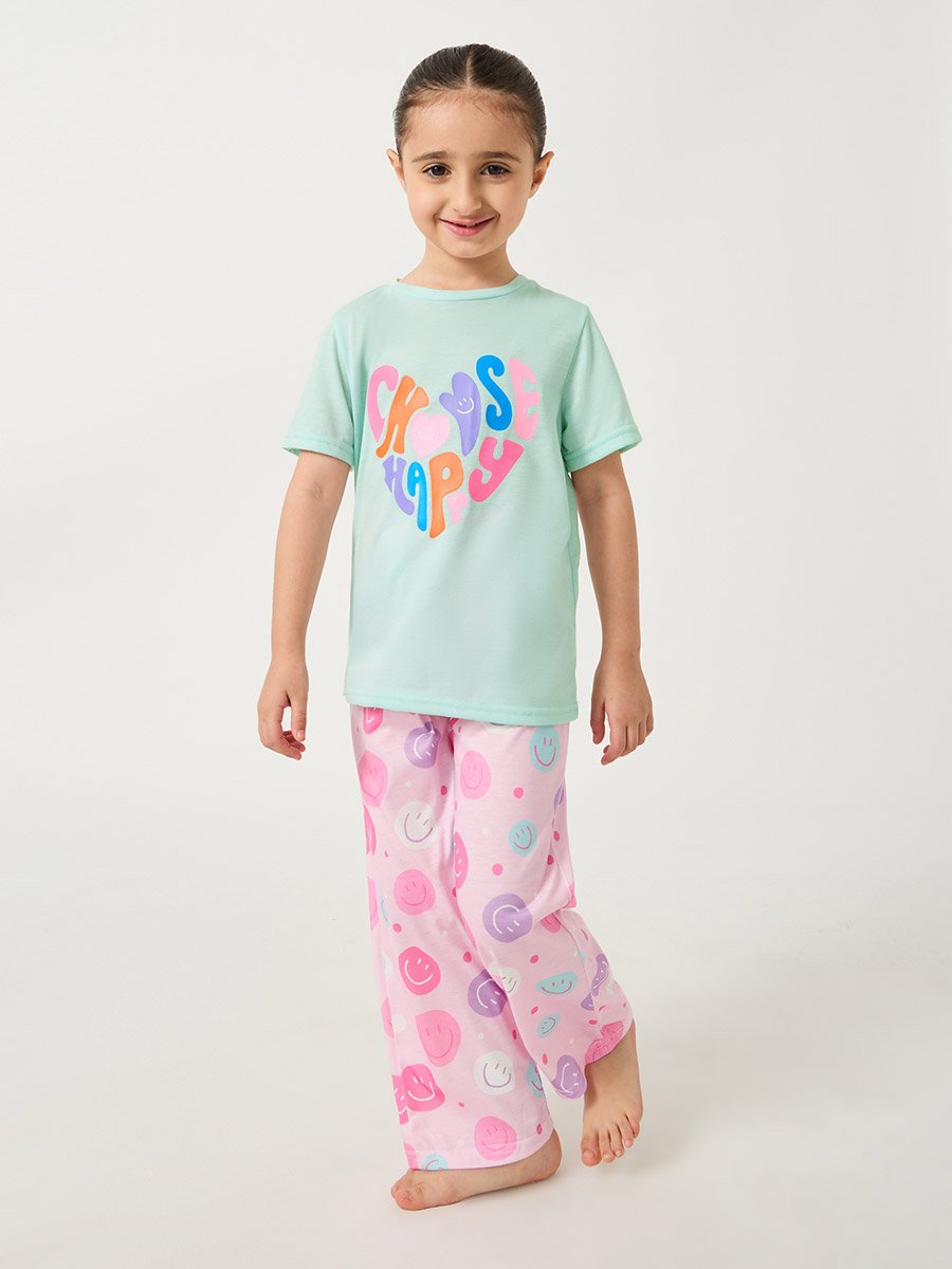 Printed Short Sleeve T-Shirt and Pyjama Set
