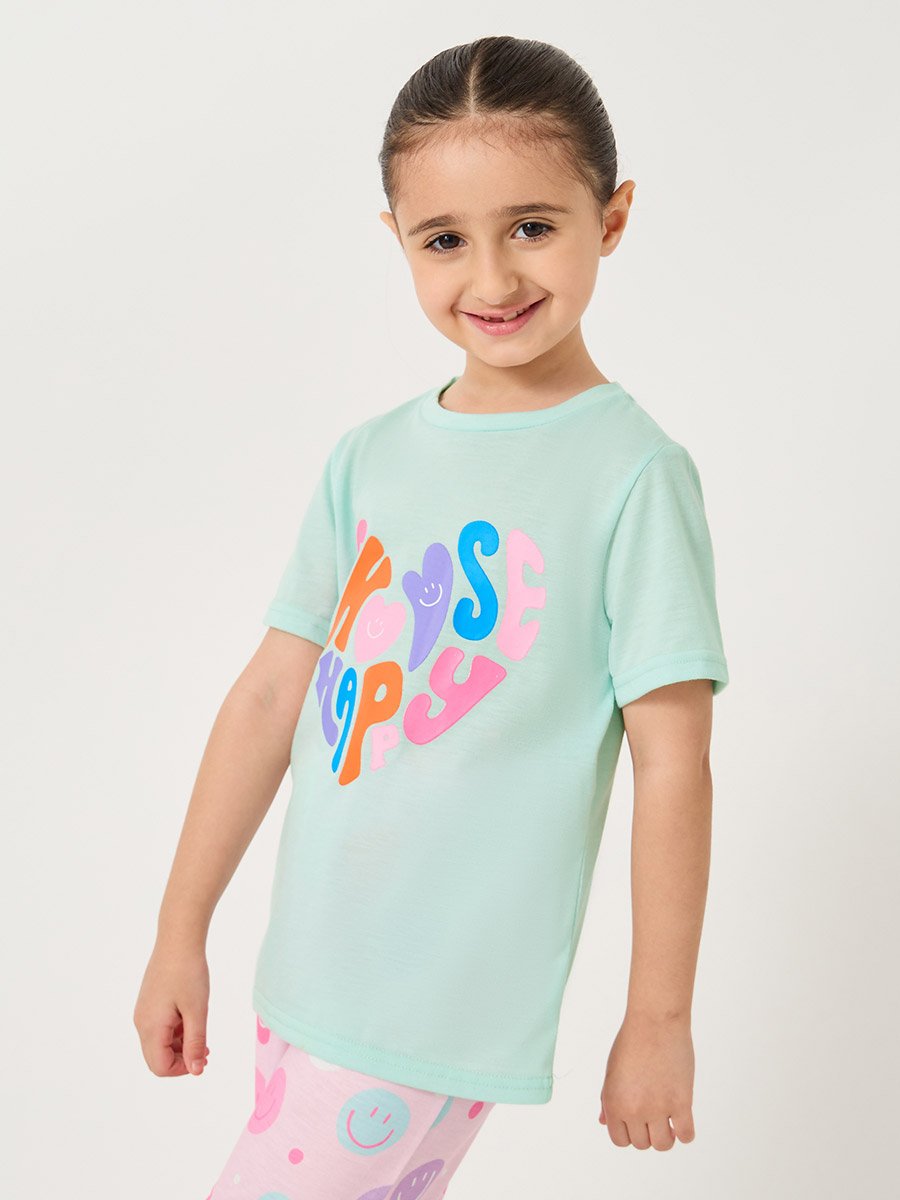 Printed Short Sleeve T-Shirt and Pyjama Set