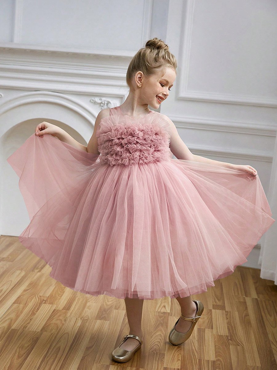 Floral Mesh Fit and Flare Sleeveless Dress