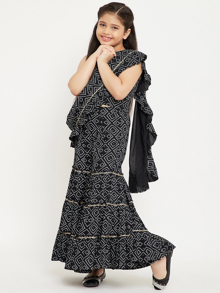 All Over Printed Sleeveless Top with Sharara Pants
