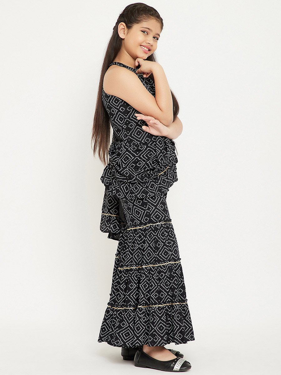All Over Printed Sleeveless Top with Sharara Pants