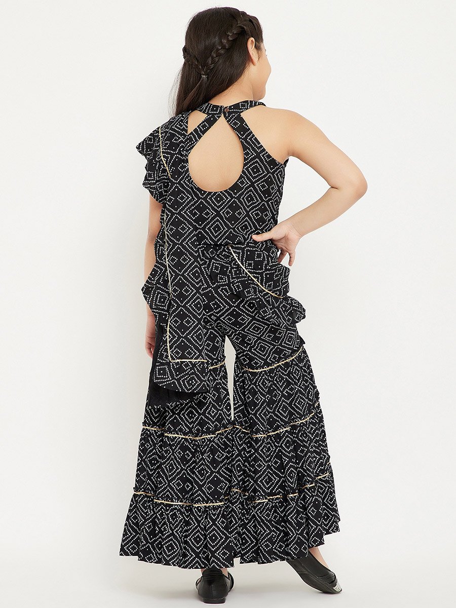 All Over Printed Sleeveless Top with Sharara Pants