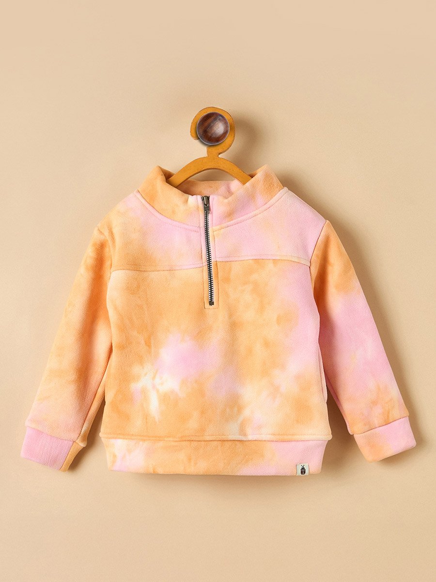 Girls Orange Tie-Dye Sweatshirt