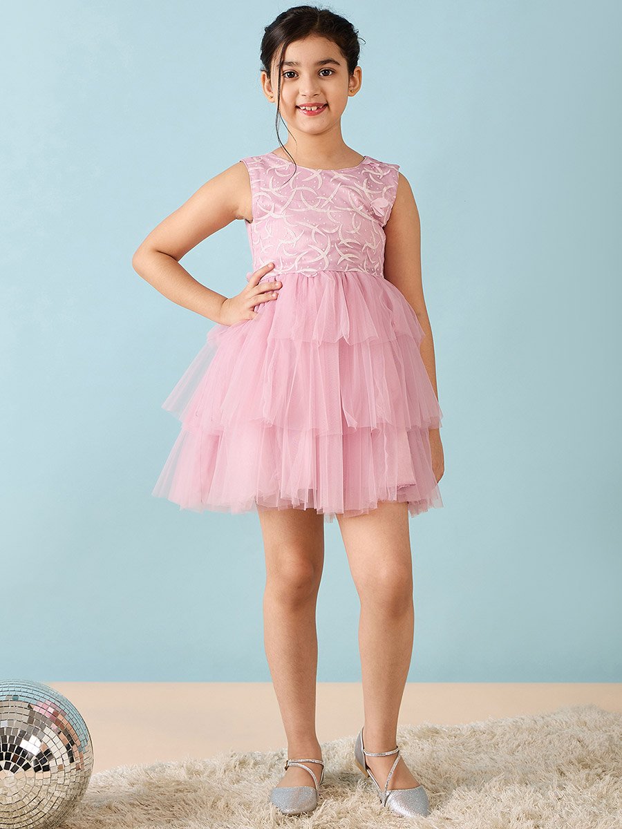 Embellished Layered A-Line Dress