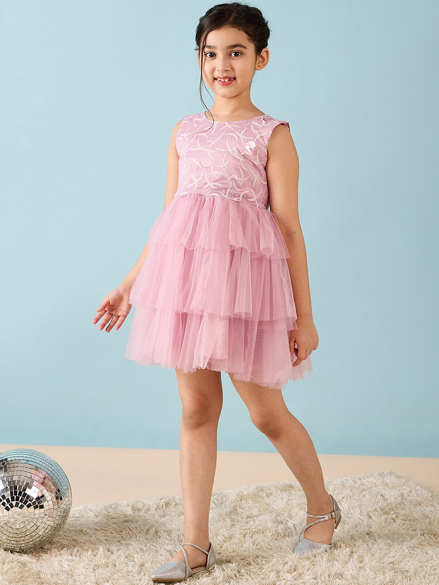 Embellished Layered A-Line Dress