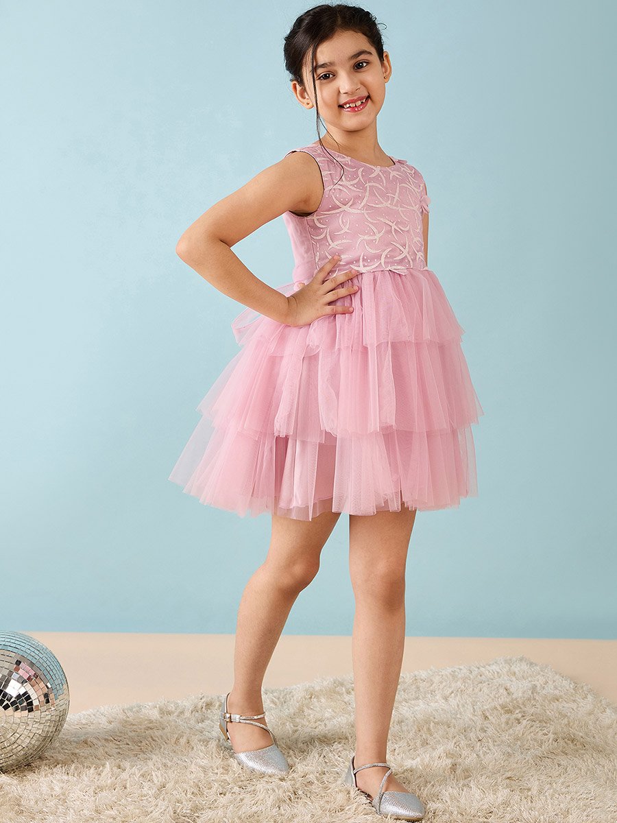 Embellished Layered A-Line Dress