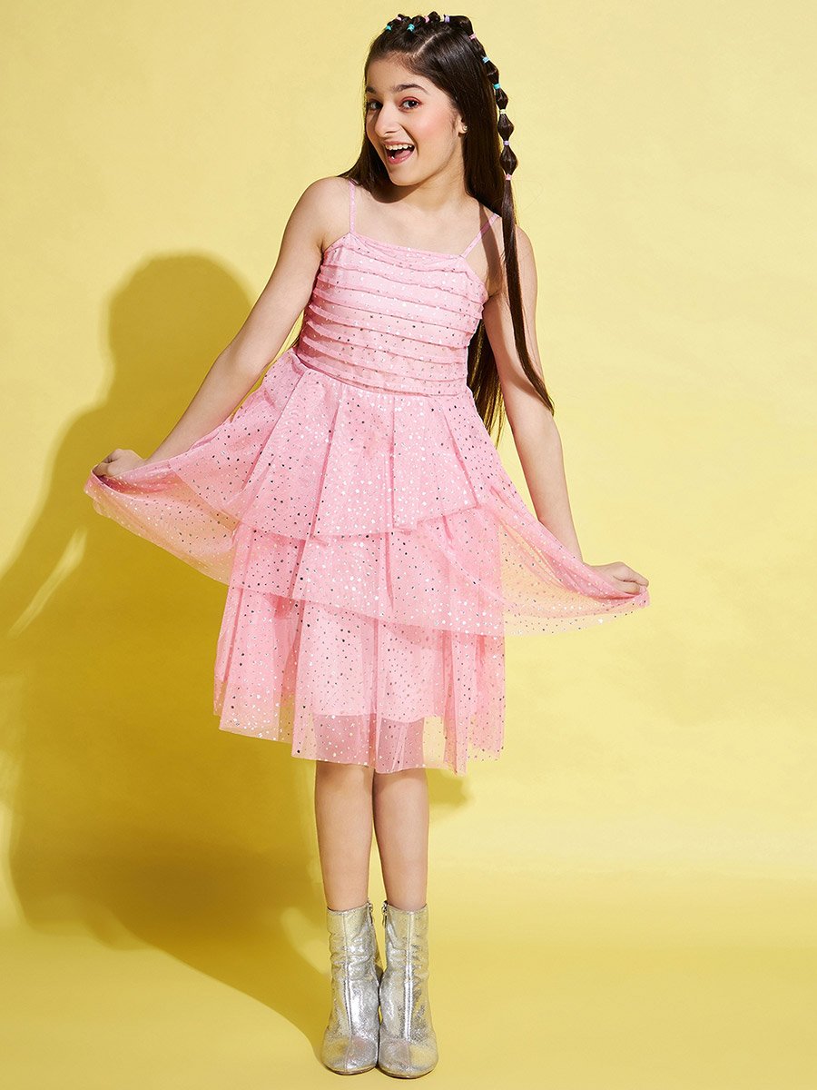 Embellished Layered Strappy A-Line Dress