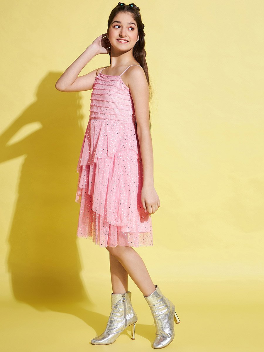 Embellished Layered Strappy A-Line Dress