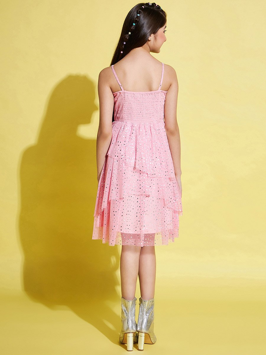 Embellished Layered Strappy A-Line Dress