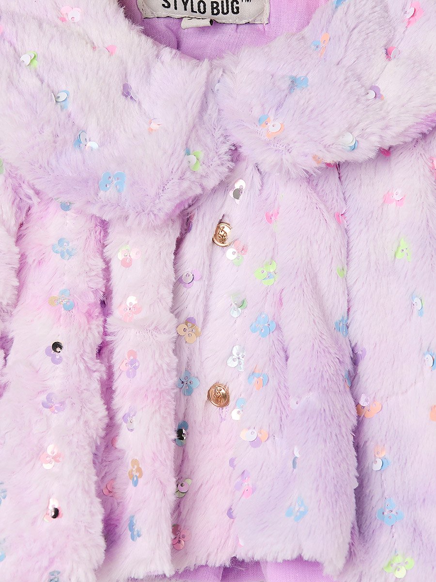 Embellished Faux Fur Finish Shrug
