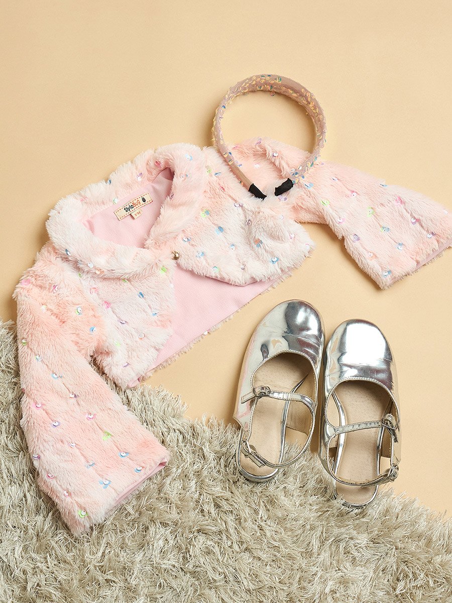 Girls Pink Faux Fur Bolero Shrug
