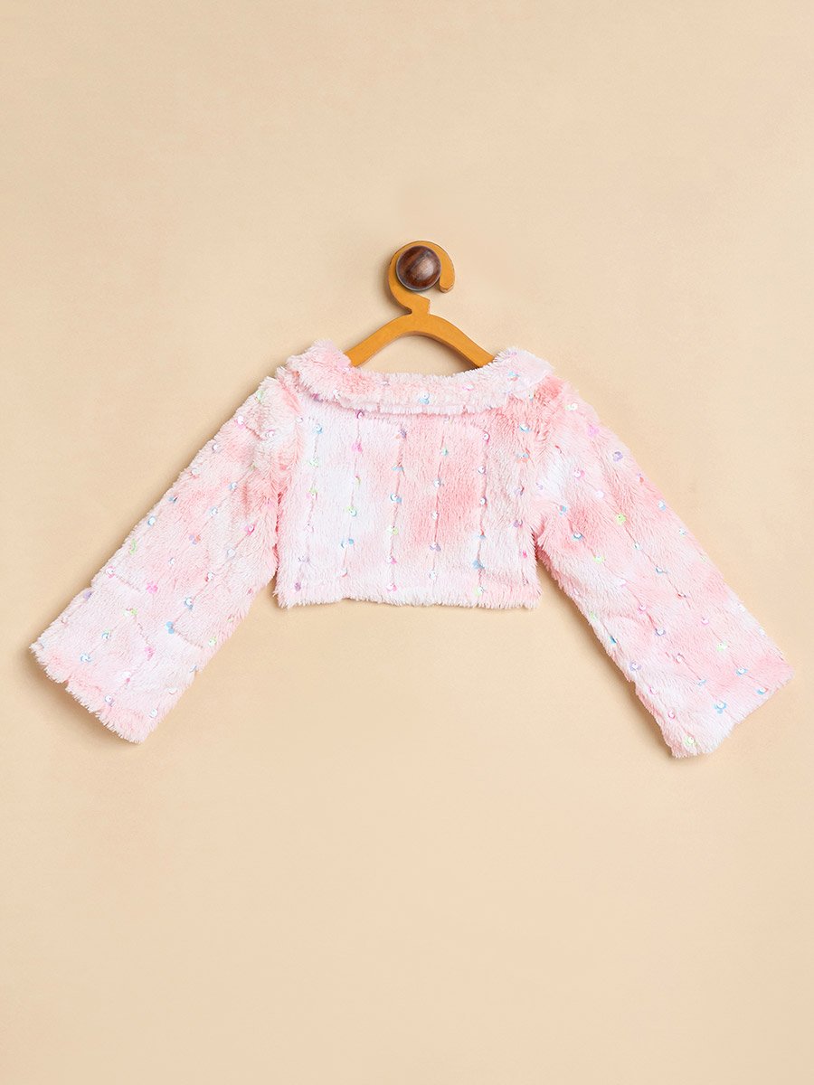 Girls Pink Faux Fur Bolero Shrug