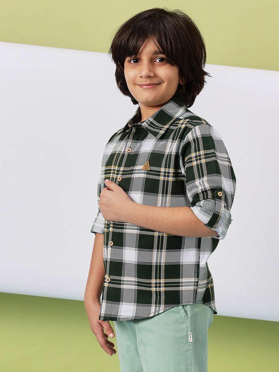 Checked Roll-Up Sleeve Shirt
