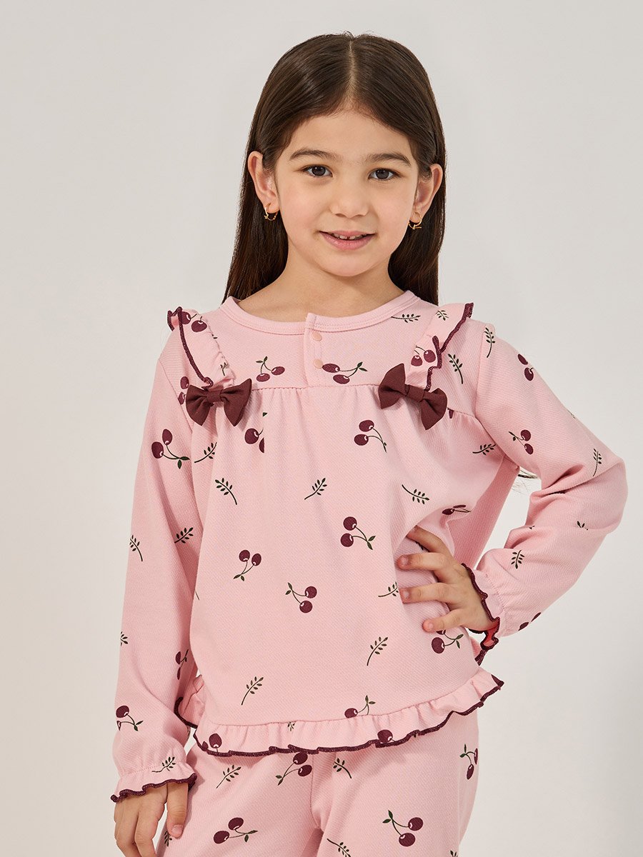All-Over Print Round Neck T-Shirt and Pyjama Set