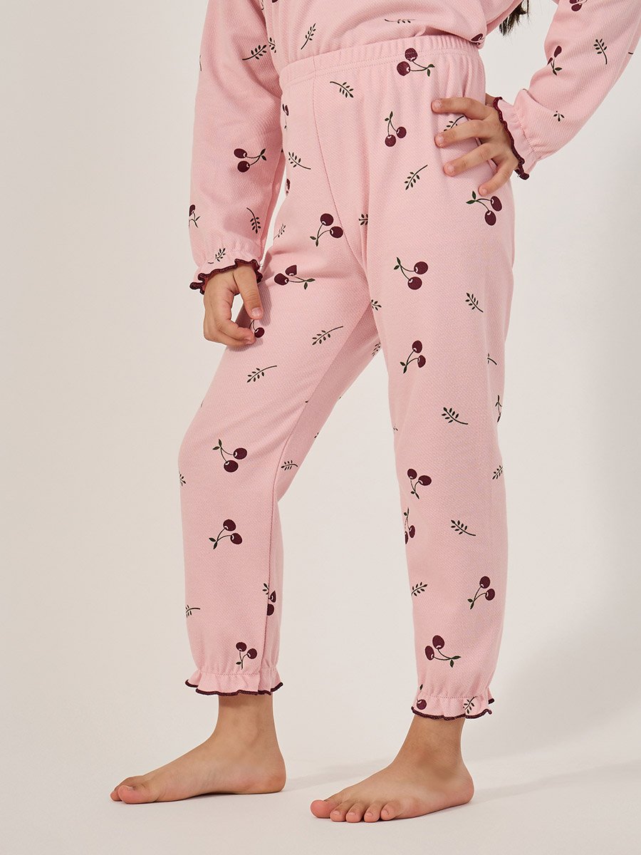 All-Over Print Round Neck T-Shirt and Pyjama Set