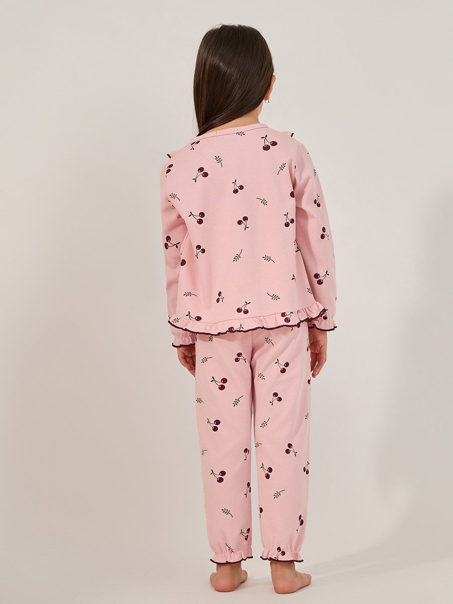 All-Over Print Round Neck T-Shirt and Pyjama Set