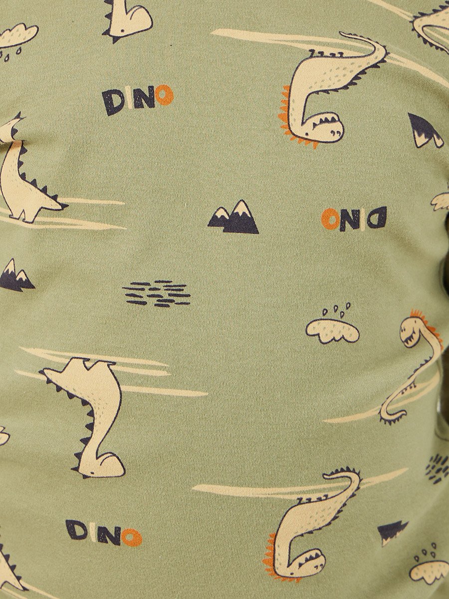All-Over Print Round Neck T-Shirt and Pyjama Set