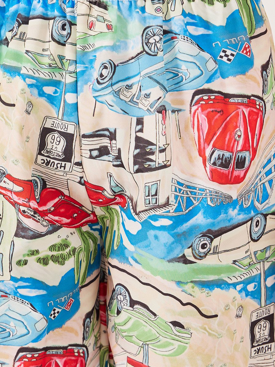 Graphic Print Elastic Waist Swim Shorts