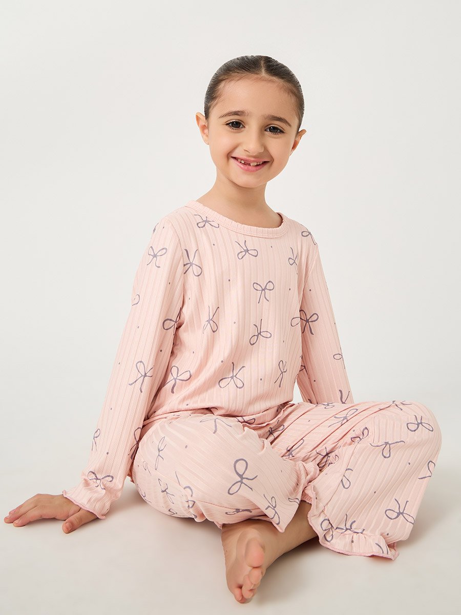 Printed Round Neck T-Shirt and Pyjama Set