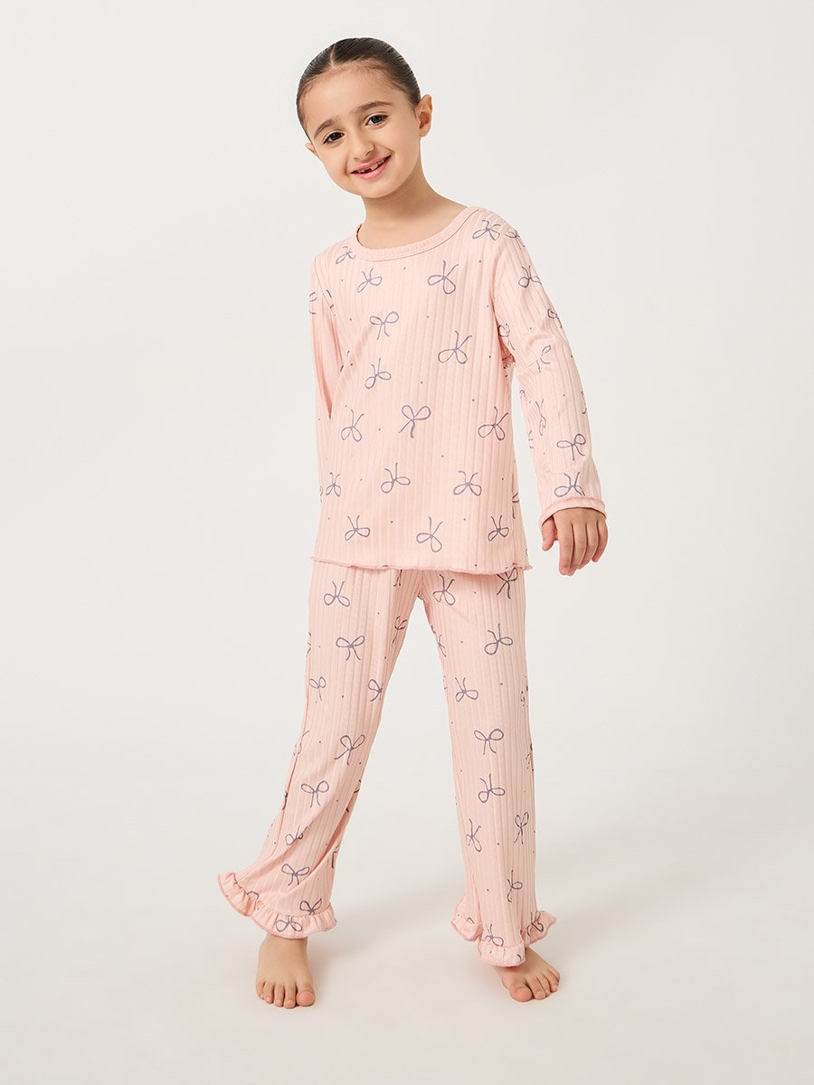 Printed Round Neck T-Shirt and Pyjama Set