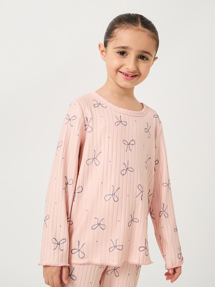 Printed Round Neck T-Shirt and Pyjama Set