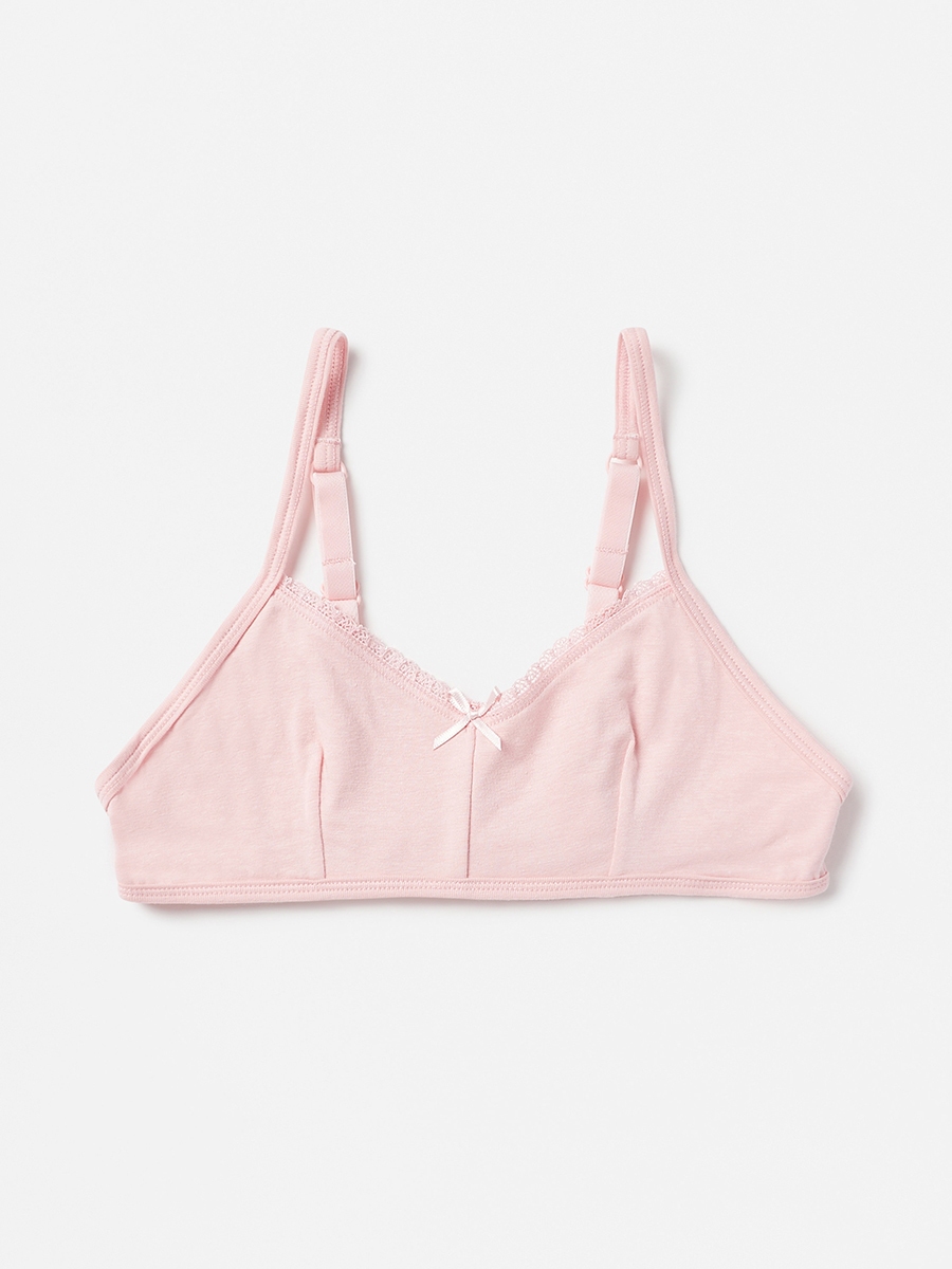 Pack of 2 - Plain Bra with Lace Trim