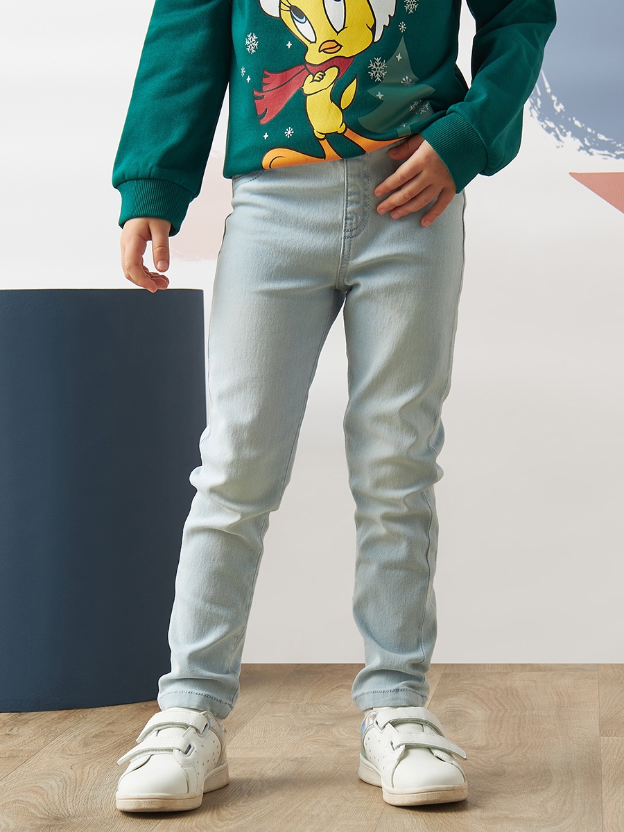 Plain High-Rise Jeggings with Pockets and Elasticised Waistband