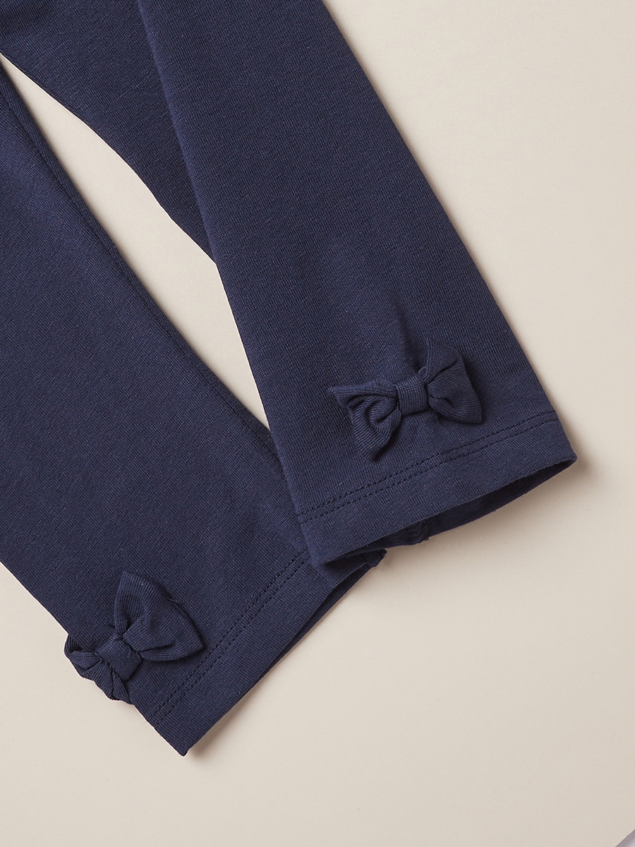 Plain BCI Cotton Leggings with Elasticised Waistband and Bow Accent