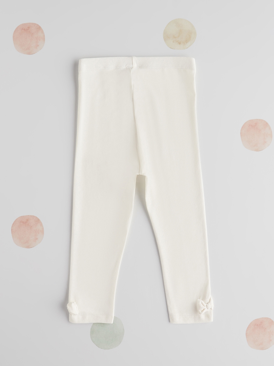 Plain BCI Cotton Leggings with Elasticised Waistband and Bow Accent