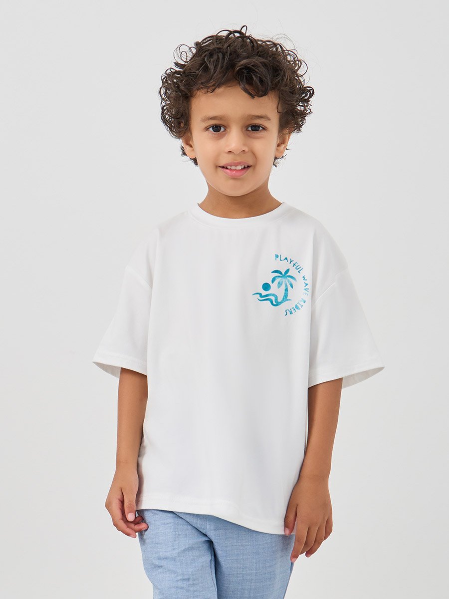Slogan Print Round Neck T-Shirt