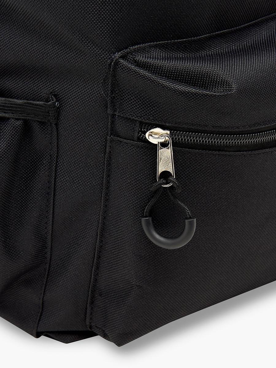 Solid Backpack with Adjustable Straps and Zip Closure - 16 inches