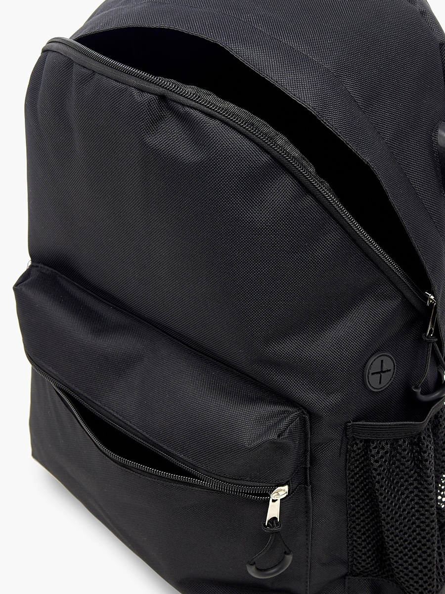 Solid Backpack with Adjustable Straps and Zip Closure - 16 inches