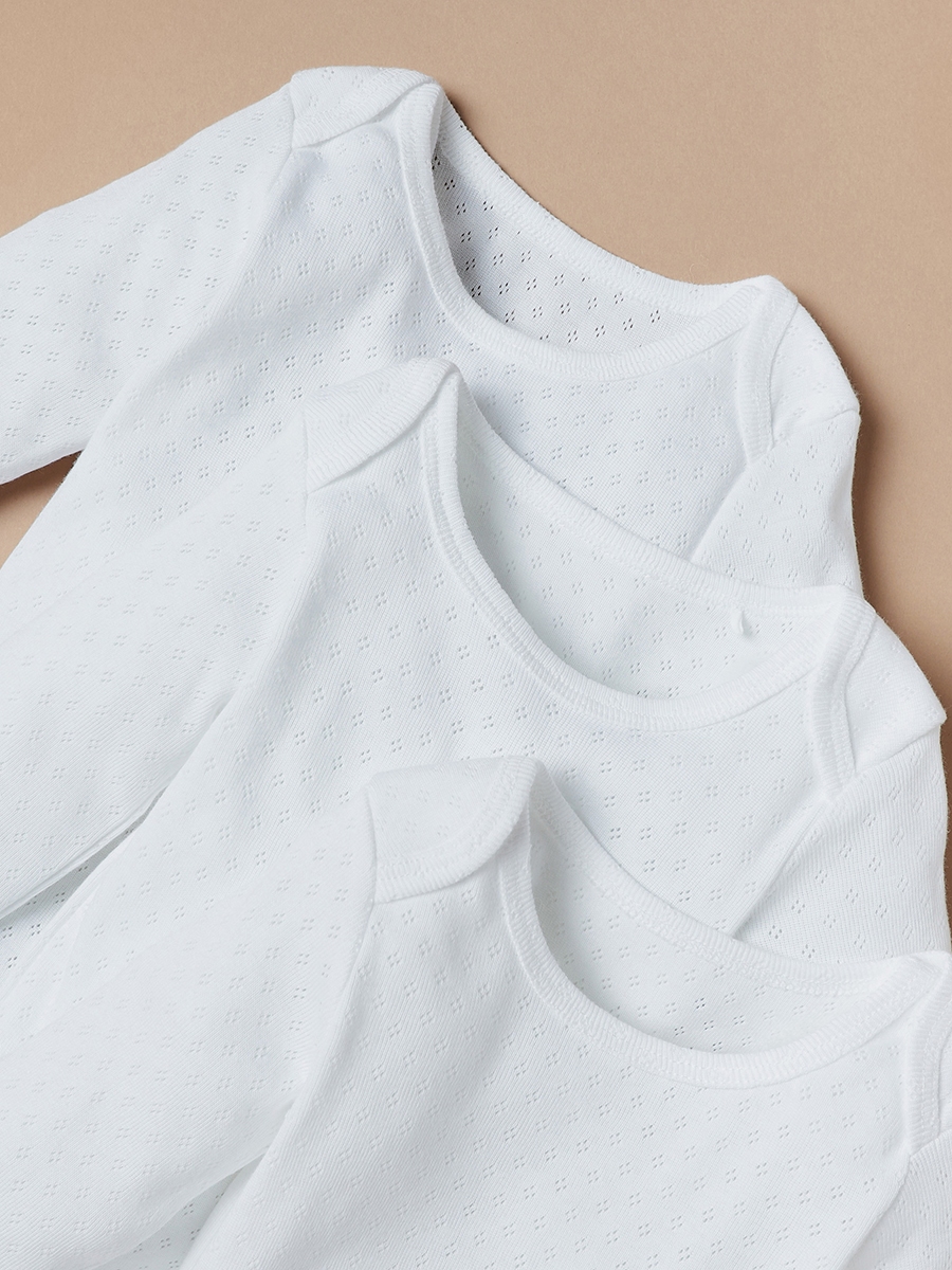 Pack of 3 - Textured Bodysuit with Long Sleeves