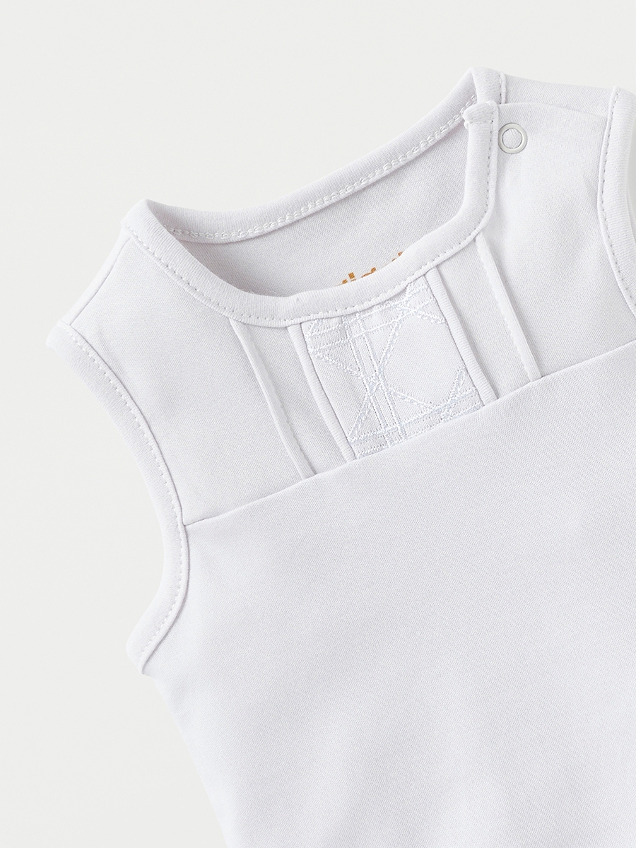 Textured Sleeveless Bodysuit with Button Closure