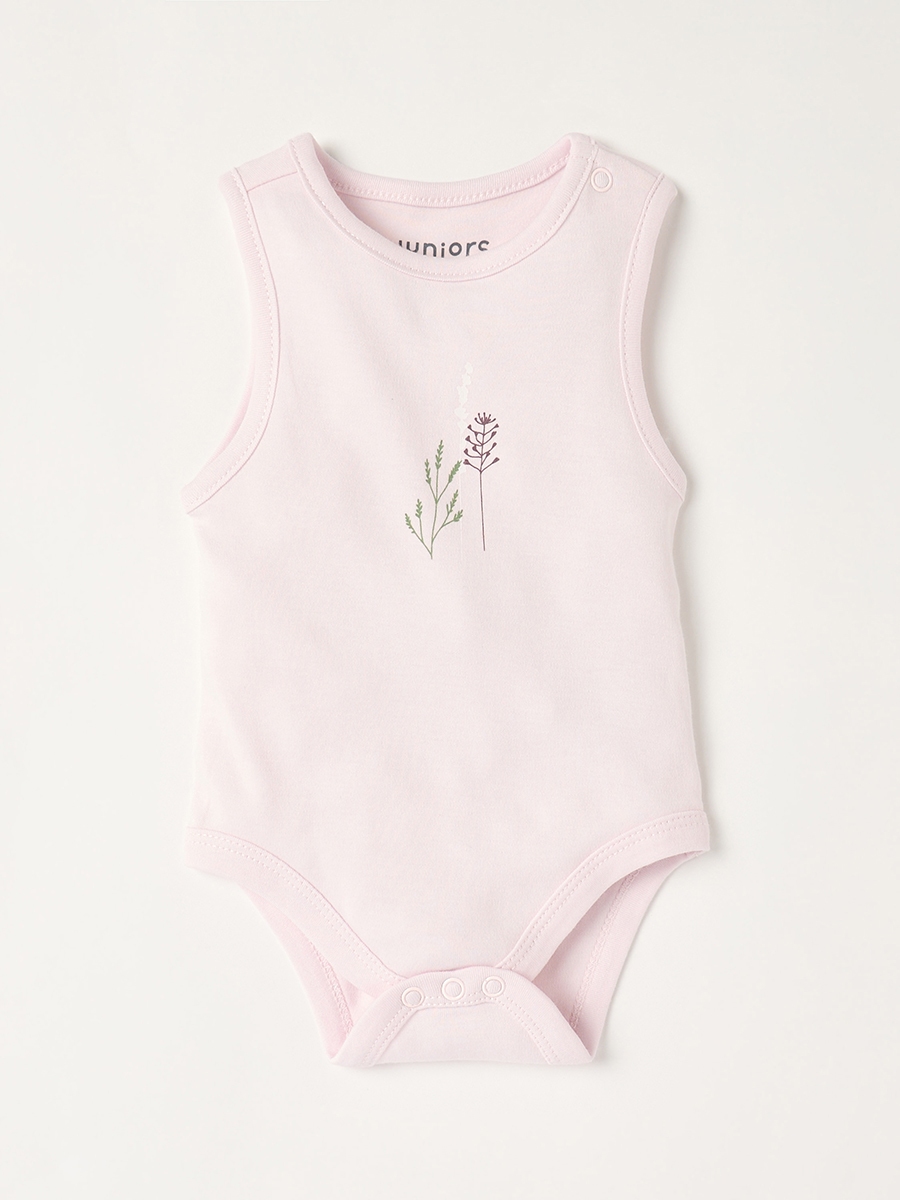 Pack of 2 - Floral Print Sleeveless Bodysuit with Button Closure