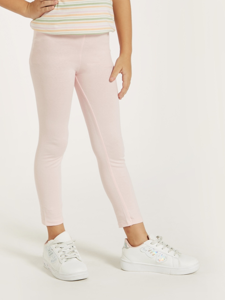Pack of 2 - Solid Leggings with Elasticated Waistband