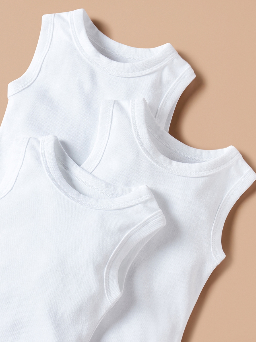 Pack of 3 - Solid Sleeveless Bodysuit with Button Closure