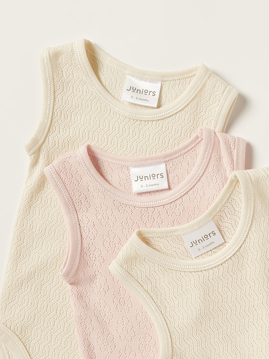 Pack of 3 - Textured Sleeveless Bodysuit
