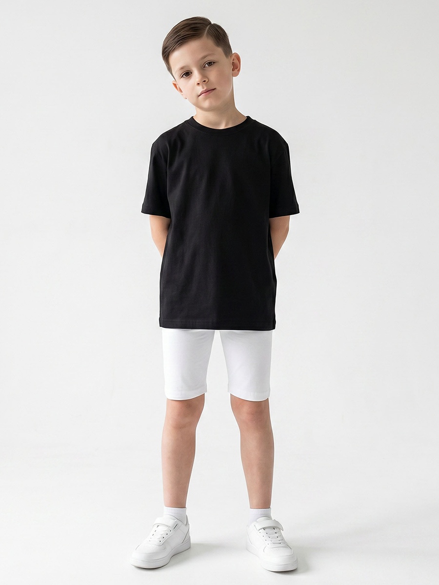 Solid Knee Length Cotton Shorts