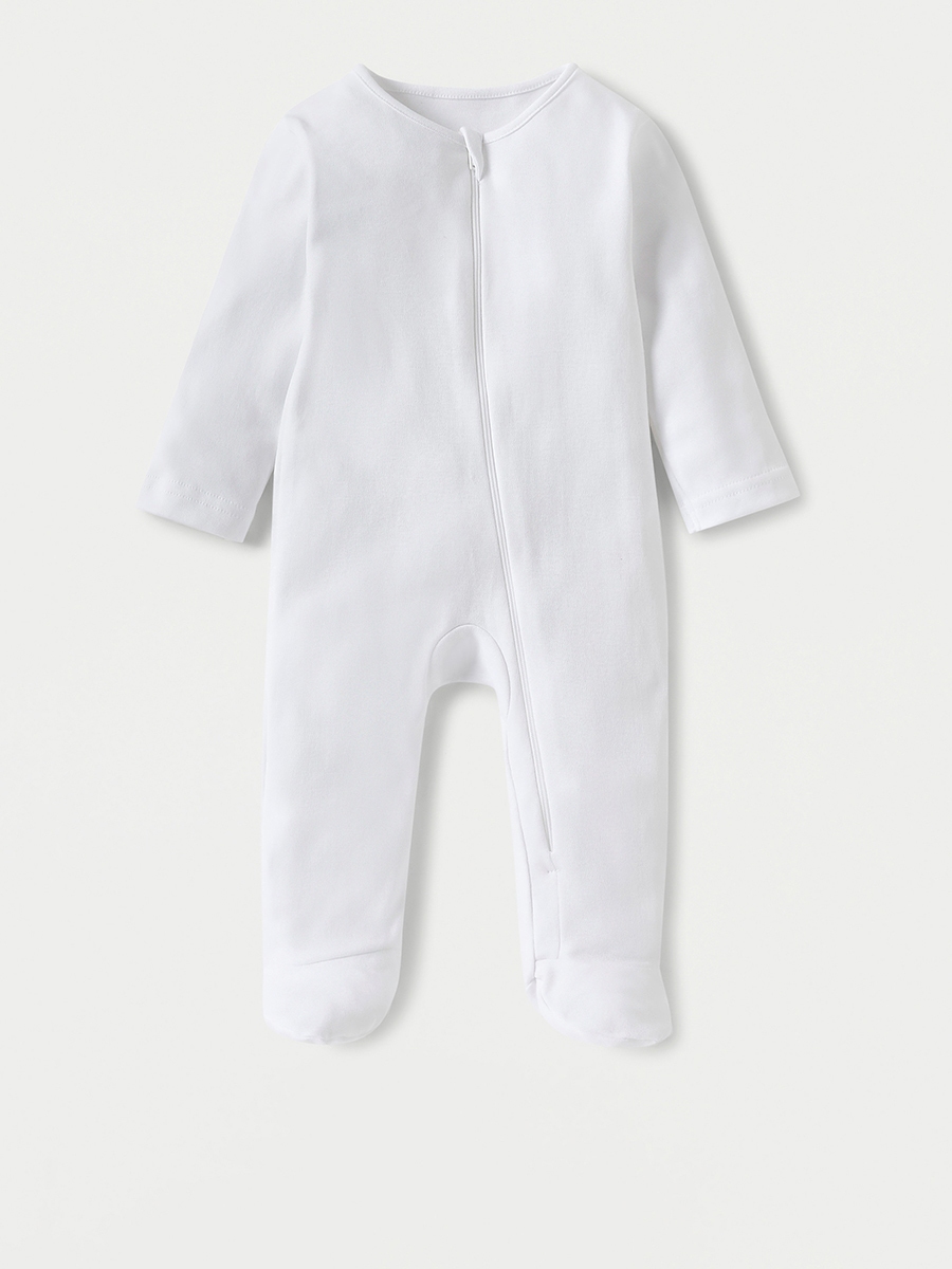 Pack of 3 - Solid Sleepsuit with Long Sleeves and Zip Closure