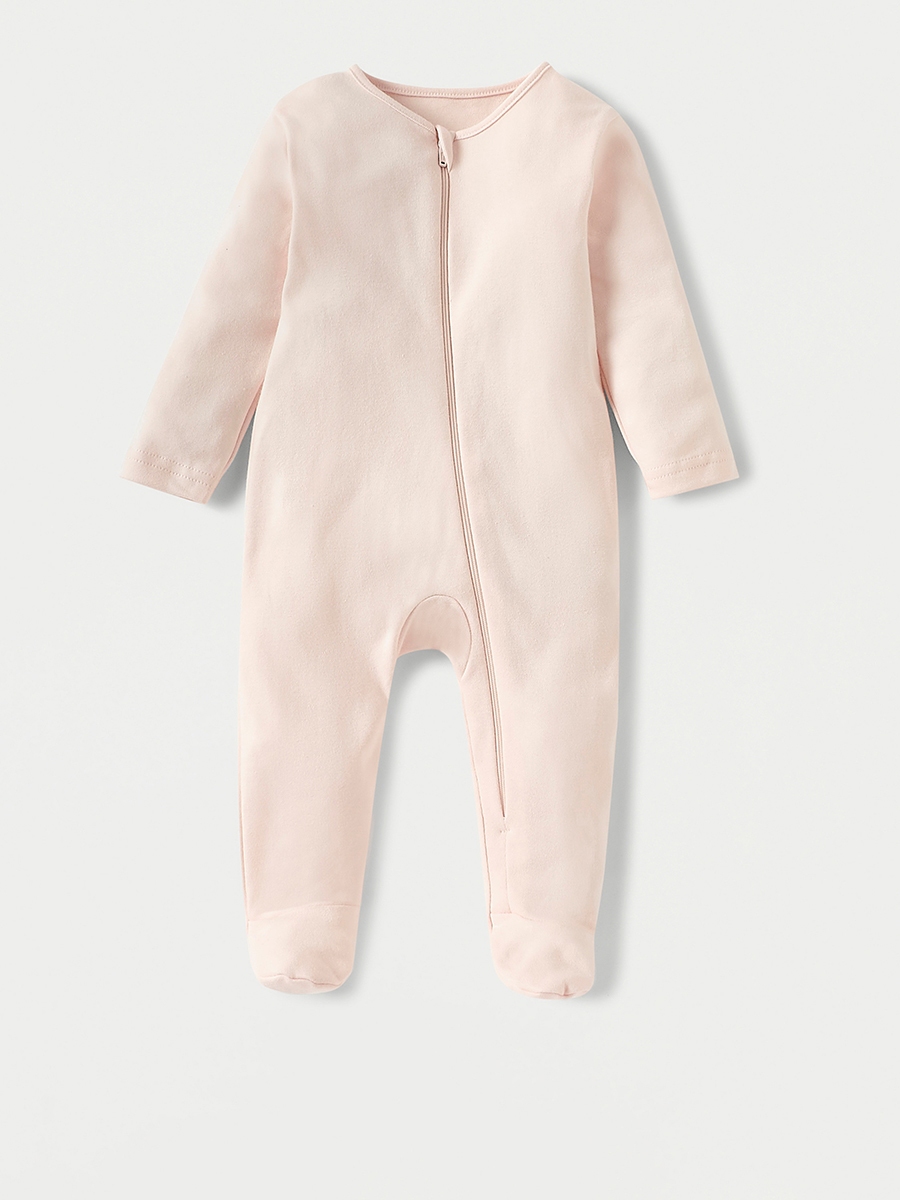 Pack of 3 - Solid Sleepsuit with Long Sleeves and Zip Closure