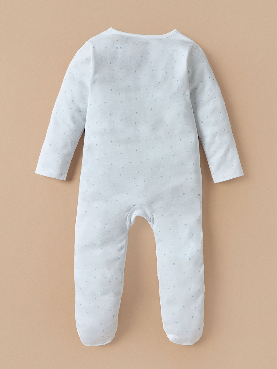 Elephant Applique Detail Closed Feet Sleepsuit with Long Sleeves