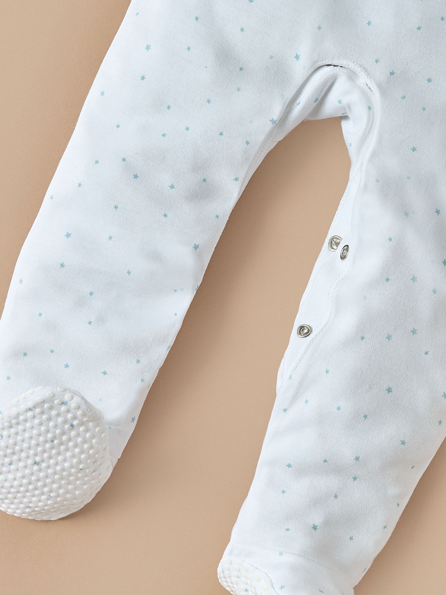 Elephant Applique Detail Closed Feet Sleepsuit with Long Sleeves