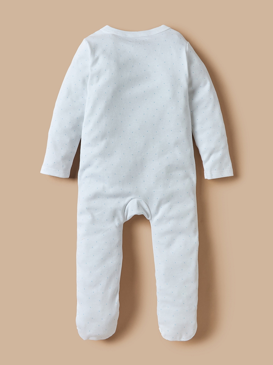 Embroidered Closed Feet Sleepsuit with Long Sleeves