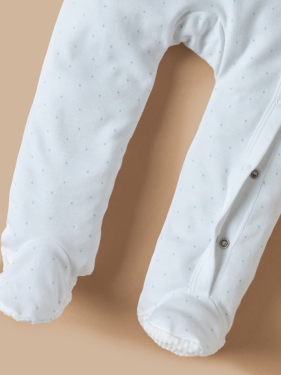 Embroidered Closed Feet Sleepsuit with Long Sleeves